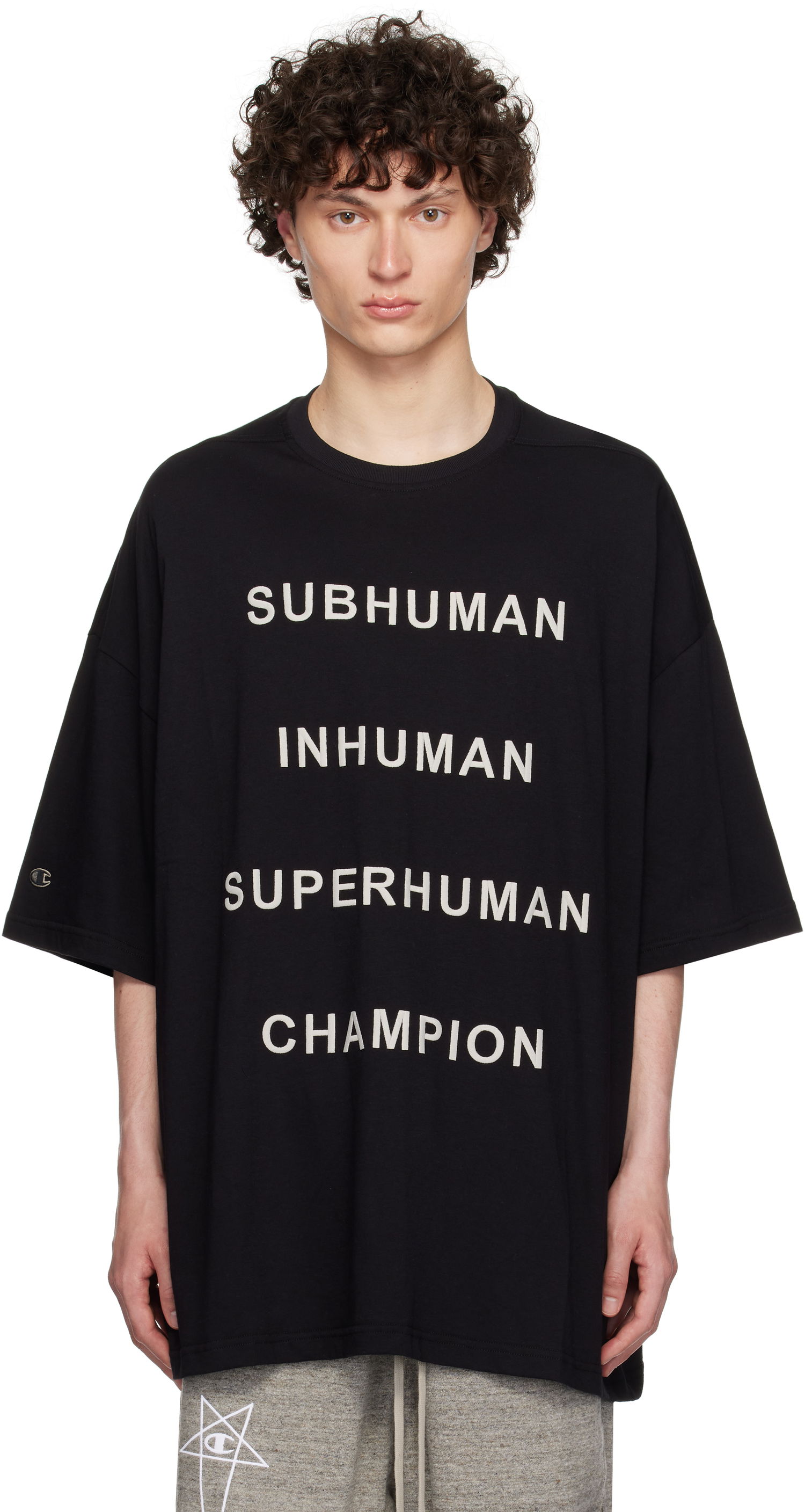 T-paita Rick Owens Rick Owens Champion Edition Tommy T-Shirt Musta | CM01E1675 CHJG JERSEY, 0