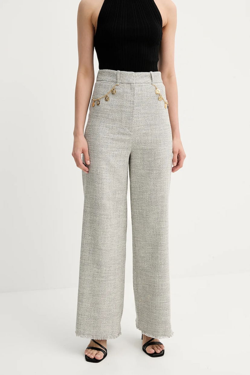 Housut Nanushka Nanushka ALANDRA High-Waist Wide-Leg Pants Harmaa | NW25SSPA30399