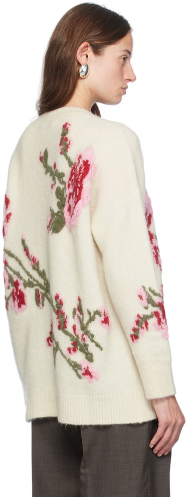 Villapaita Blumarine Blumarine Jacquard Rose Crewneck Sweater Valkoinen | A422M490A, 2