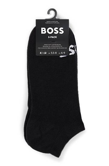 Sukat BOSS BOSS Three-Pack of Ankle Socks with Contrast Logos Musta | 50502073, 1