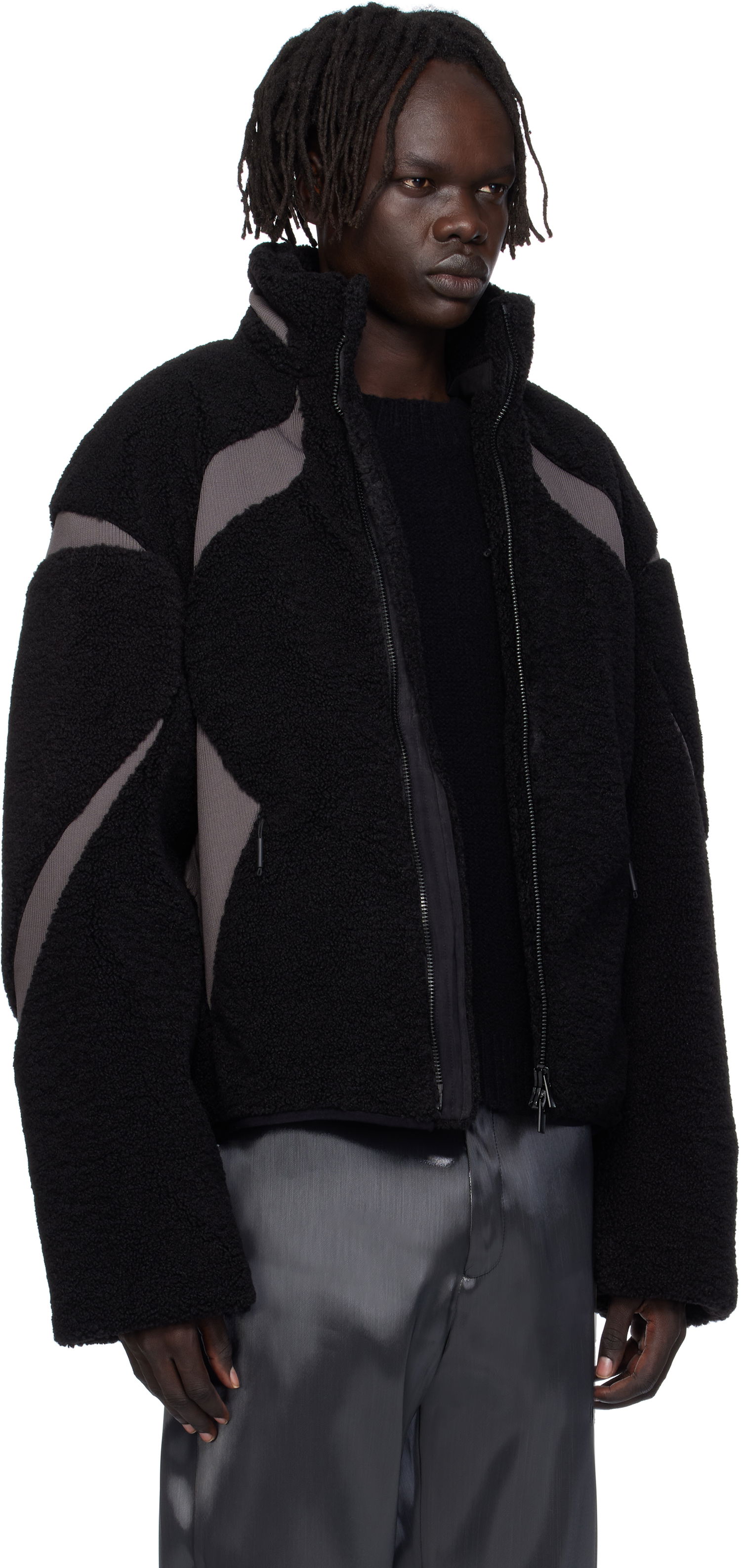 Takki HELIOT EMIL Custo Fleece Jacket Musta | AW25_M_02_139_BLK01_CO, 1