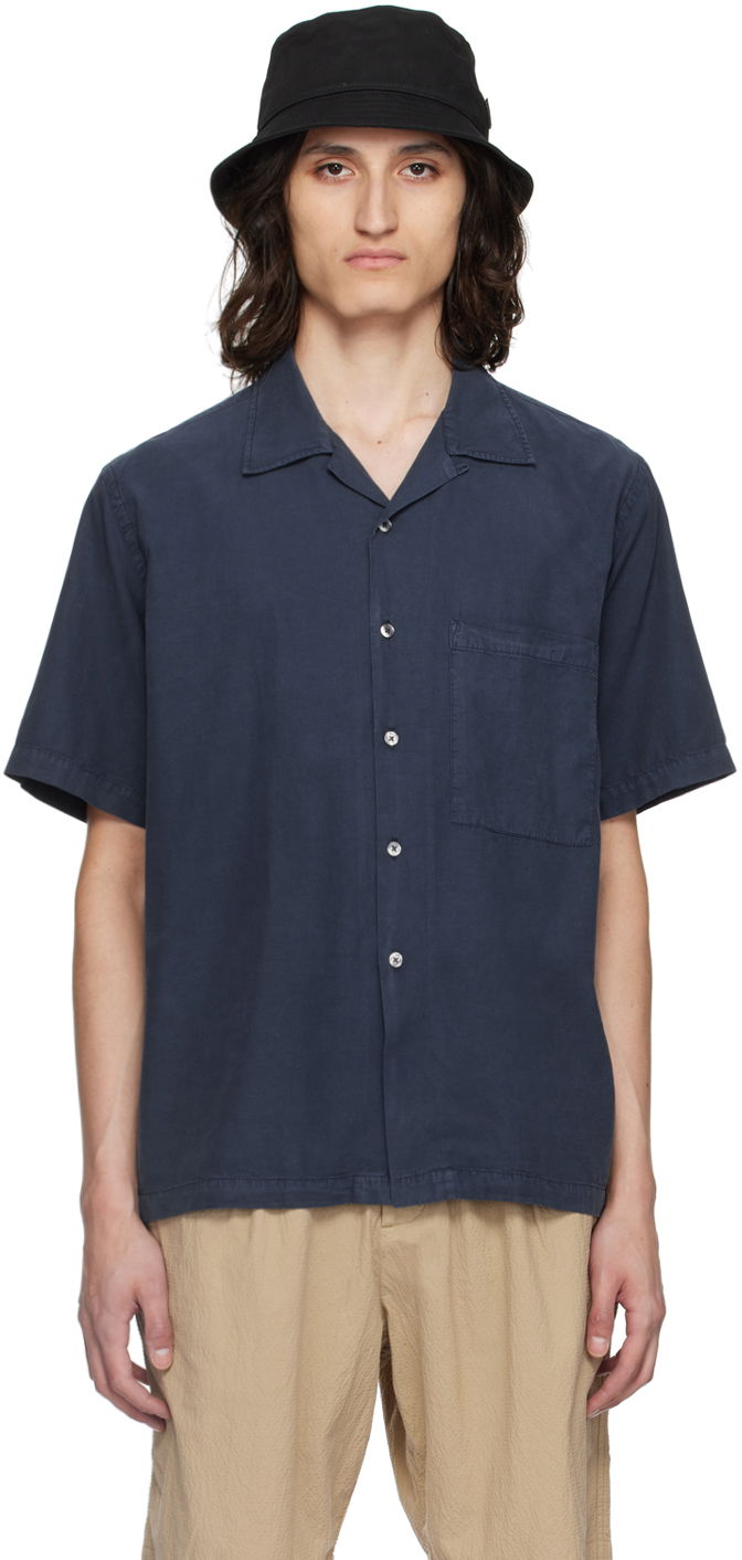 Paita Universal Works Universal Works Camp II Shirt Tummansininen | 30269