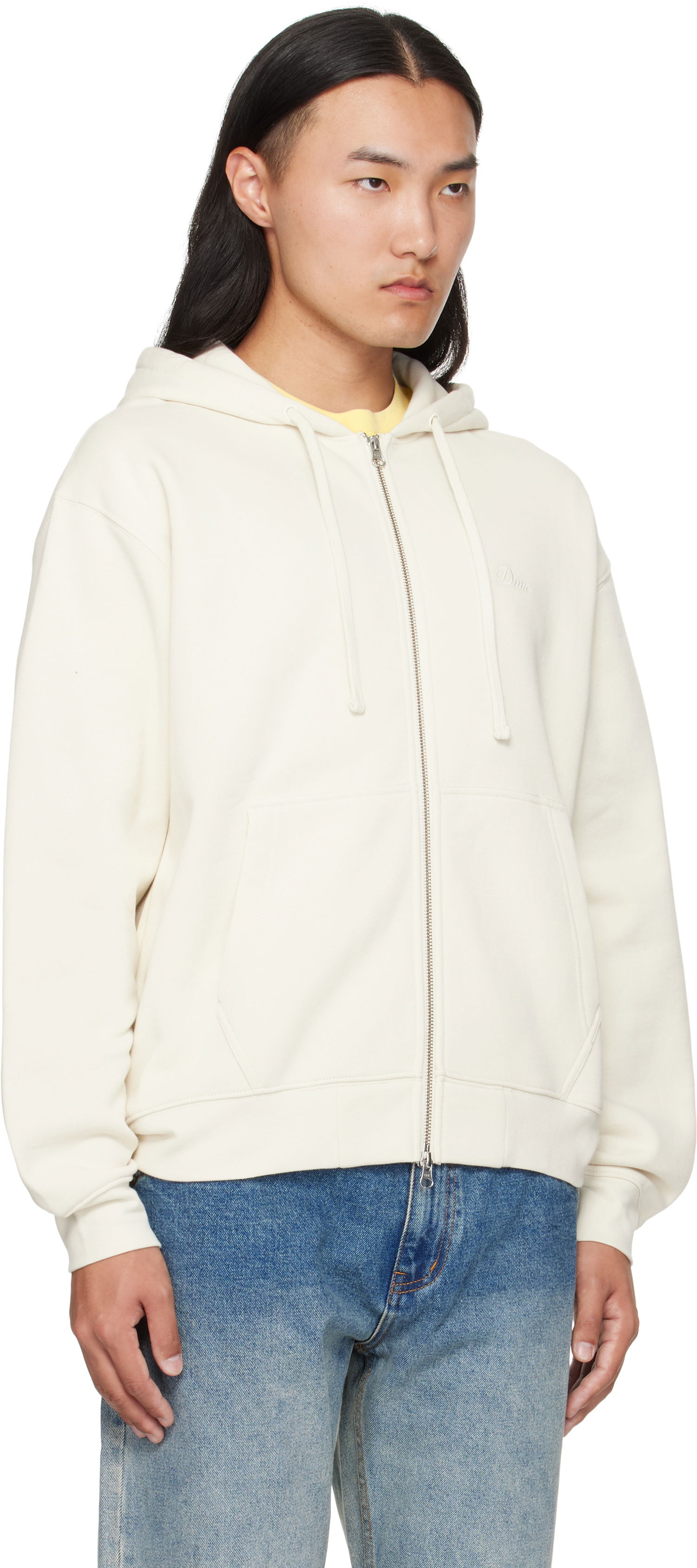 Huppari Dime Dime Cursive Zip Hoodie Valkoinen | DIMEFA2573NAT, 1