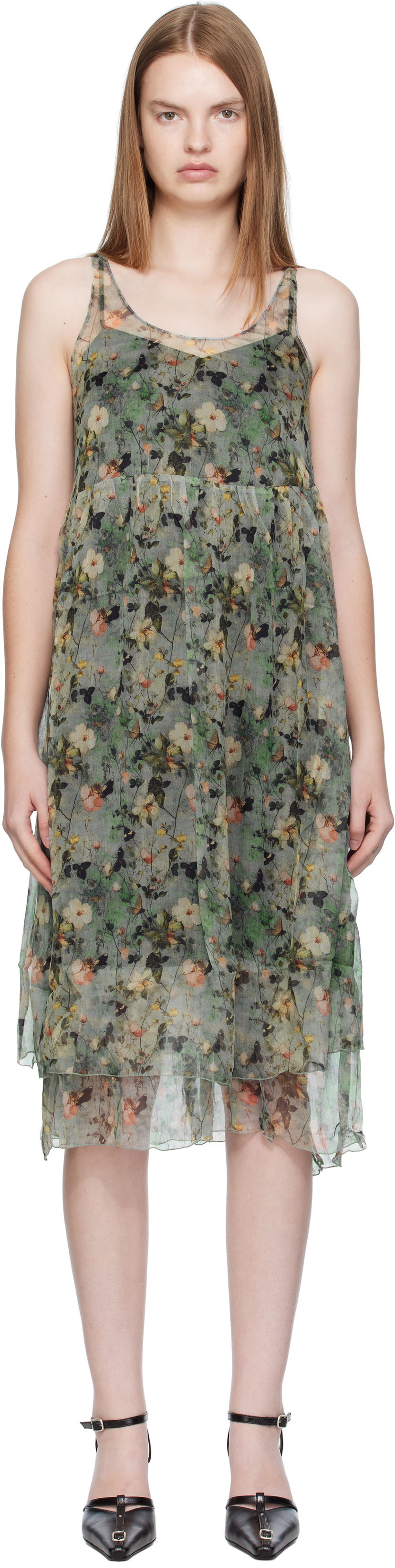 Mekko R13 R13 Gathered Tank Midi Dress Vihreä | R13WR289-R588A