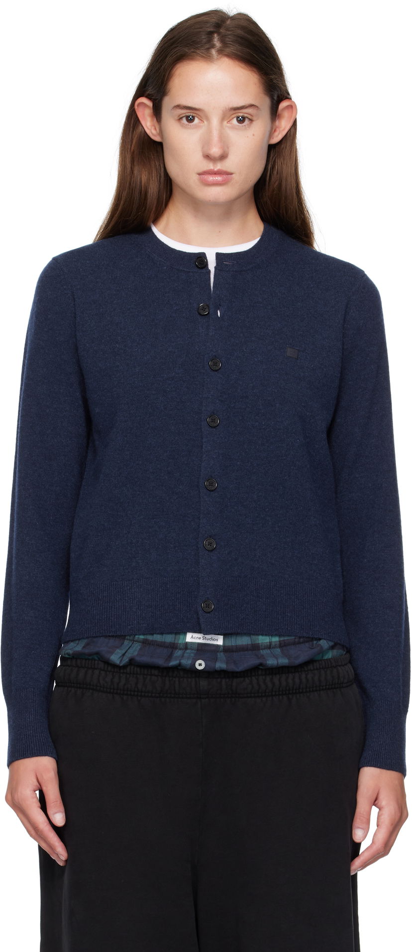 Villapaita Acne Studios Fitted Yak Wool Cardigan Tummansininen | A60634-