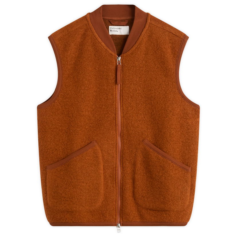 Liivi Universal Works Universal Works Wool Fleece Zip Vest Ruskea | 00015-RST