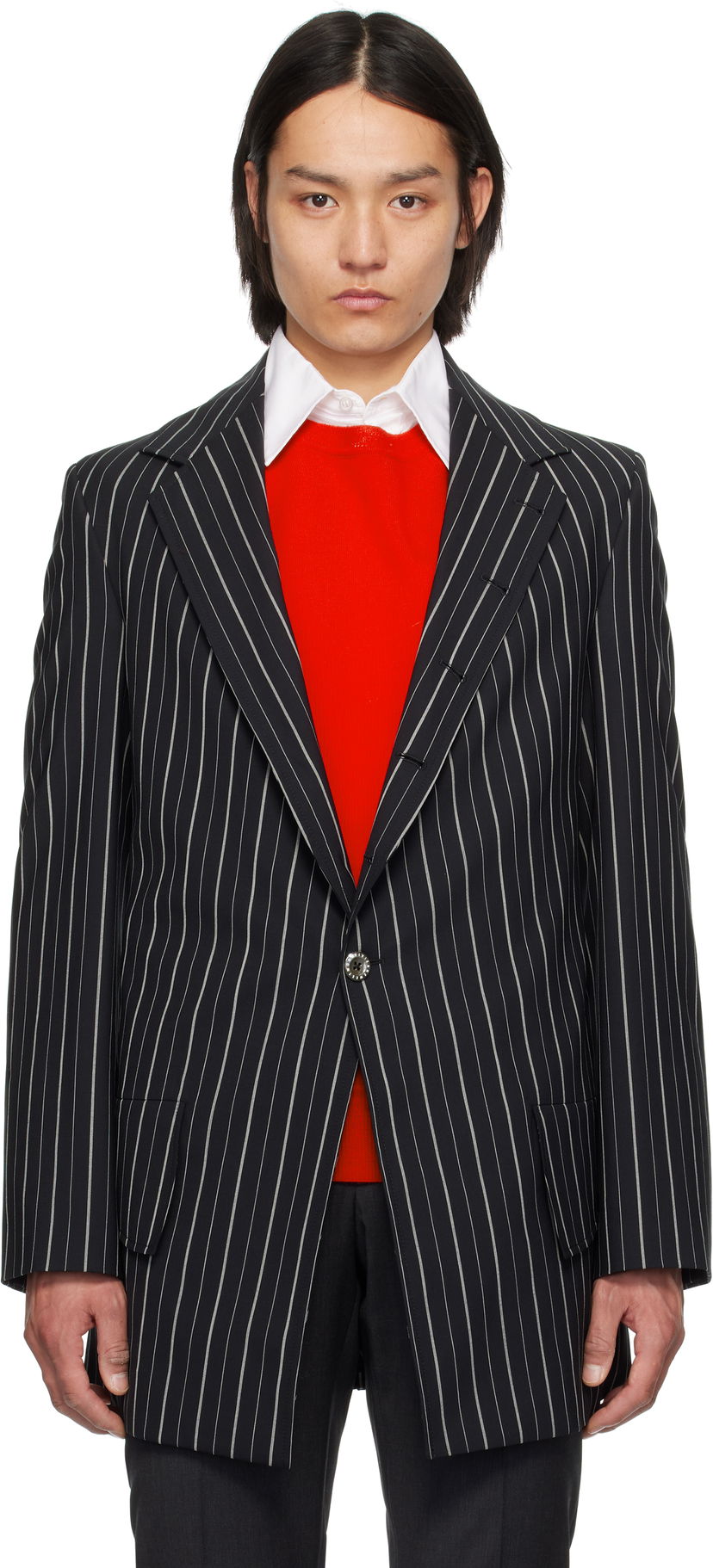 Takki Vivienne Westwood Vivienne Westwood Pinstripe DL Blazer Musta | 2301001Y-W0123-