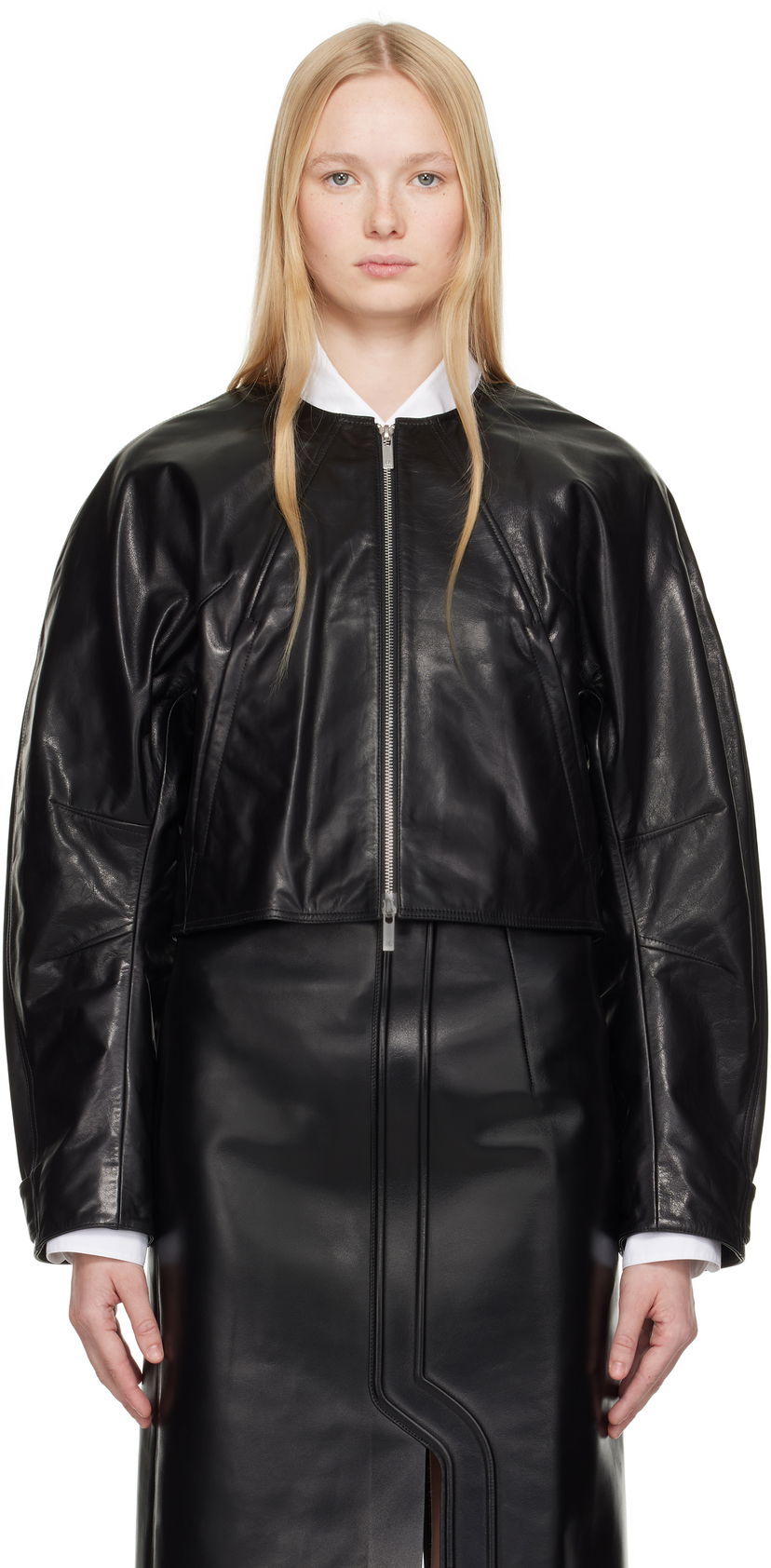 Bomber-takki Helmut Lang Helmut Lang Articulated Leather Jacket Musta | P01HW102