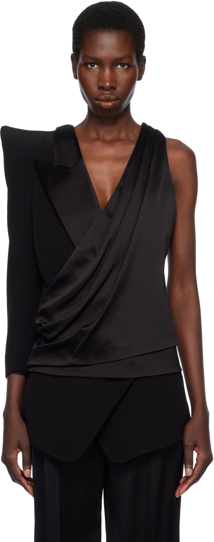 Tankkitoppi Balmain Balmain Asymmetric Structured Blouse Jacket Musta | EF0AQ120MF01