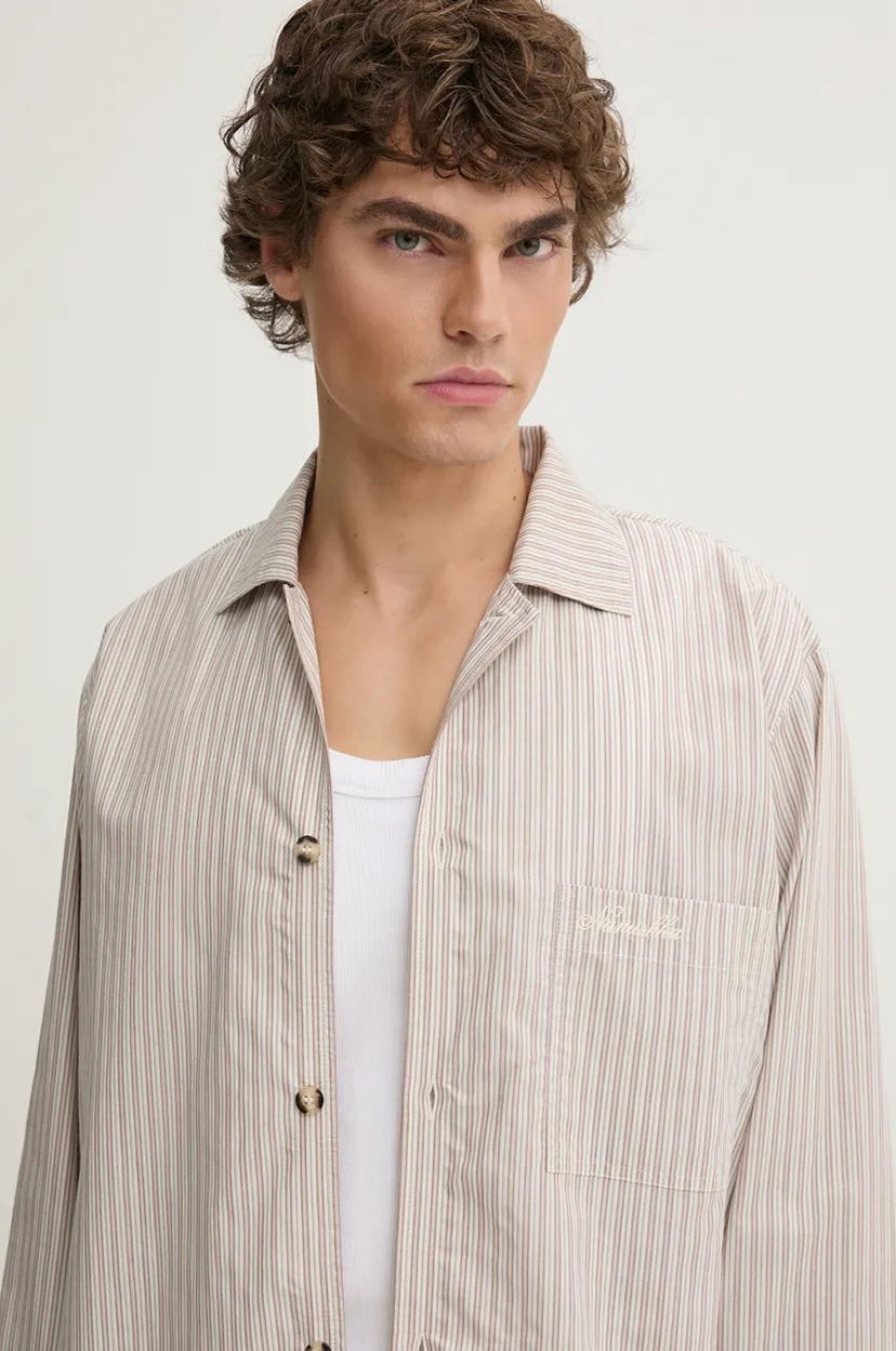 Paita Nanushka JELMER Regular Fit Collared Shirt Beige | NM24PFSH02475