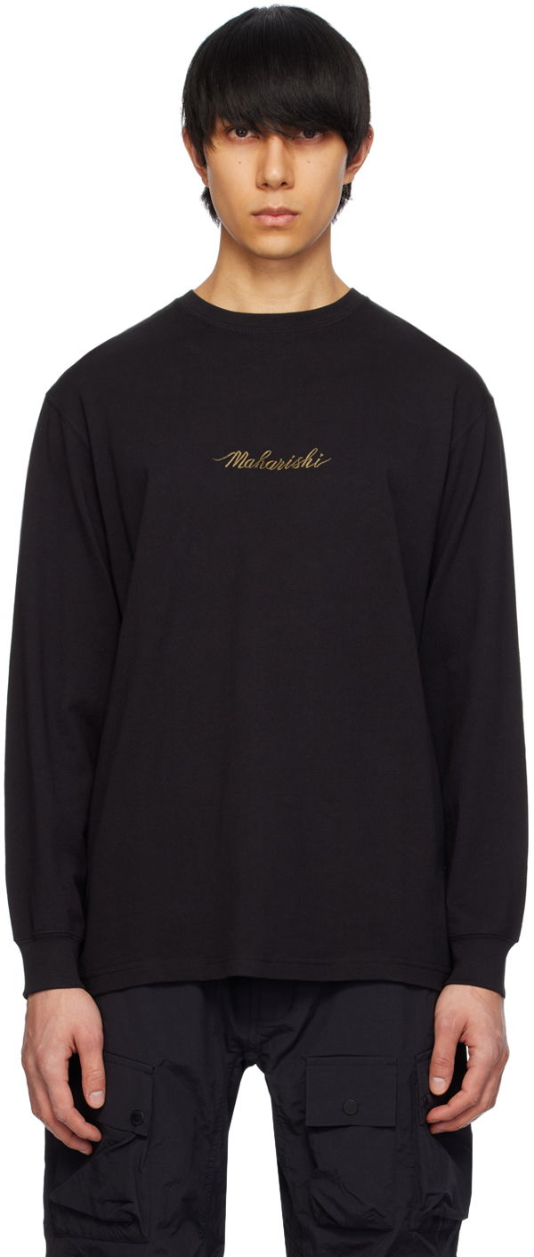 T-paita Maharishi Maharishi Embroidered Long Sleeve T-Shirt Musta | 5080