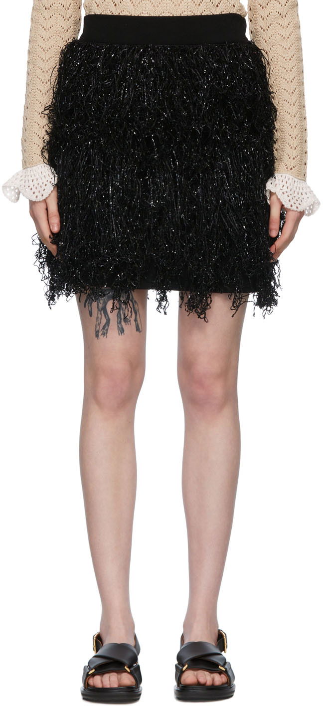 Hame JW Anderson Merino Wool Fringe Mini Skirt Musta | KW0623-YN0008