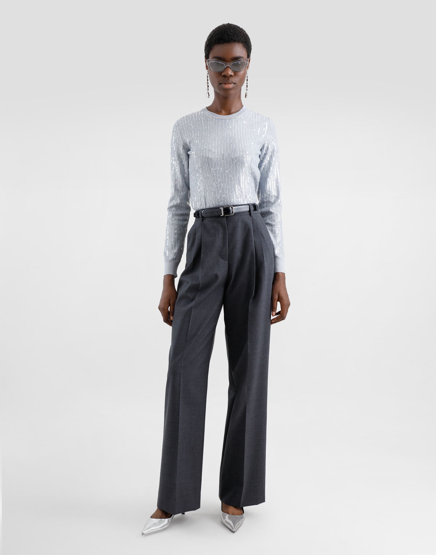 Villapaita Dolce & Gabbana Sequin Embellishment Crewneck Sweater Harmaa | FXX74ZJAIQ9N0040, 1