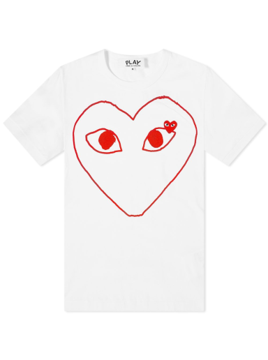 T-paita Comme des Garçons Play Outline Heart Logo Tee Valkoinen | P1T100-1