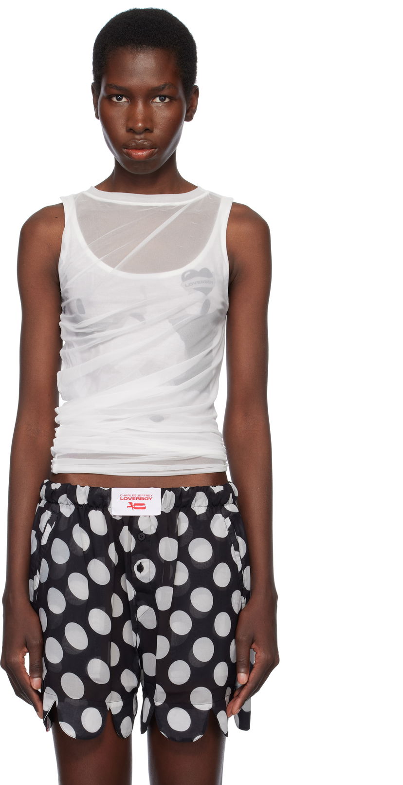 Tankkitoppi Charles Jeffrey Loverboy Charles Jeffrey LOVERBOY Draped Mesh Tank Top Monivärinen | 54080201
