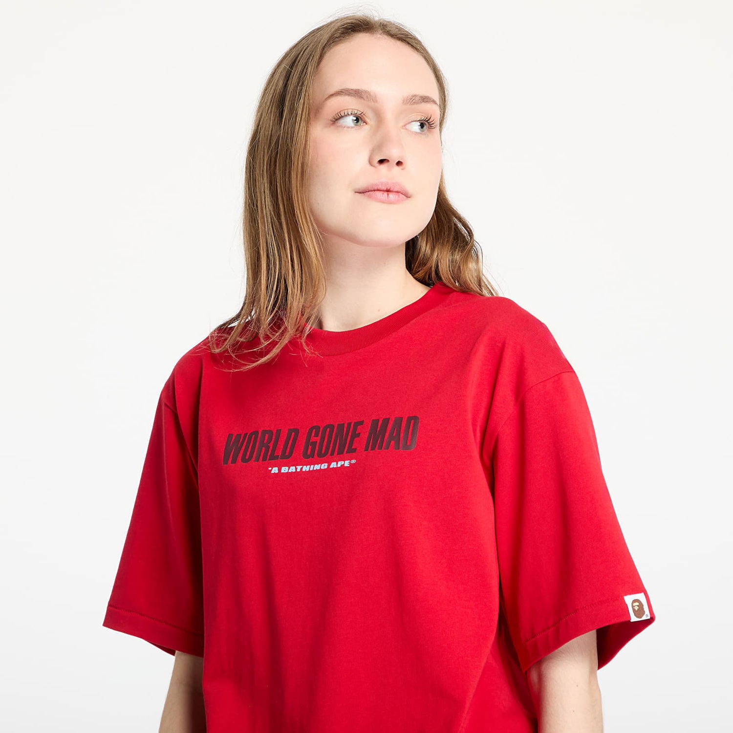 T-paita BAPE A BATHING APE Slogan Relaxed Fit T-Shirt Punainen | 001TEL301318MRED, 1