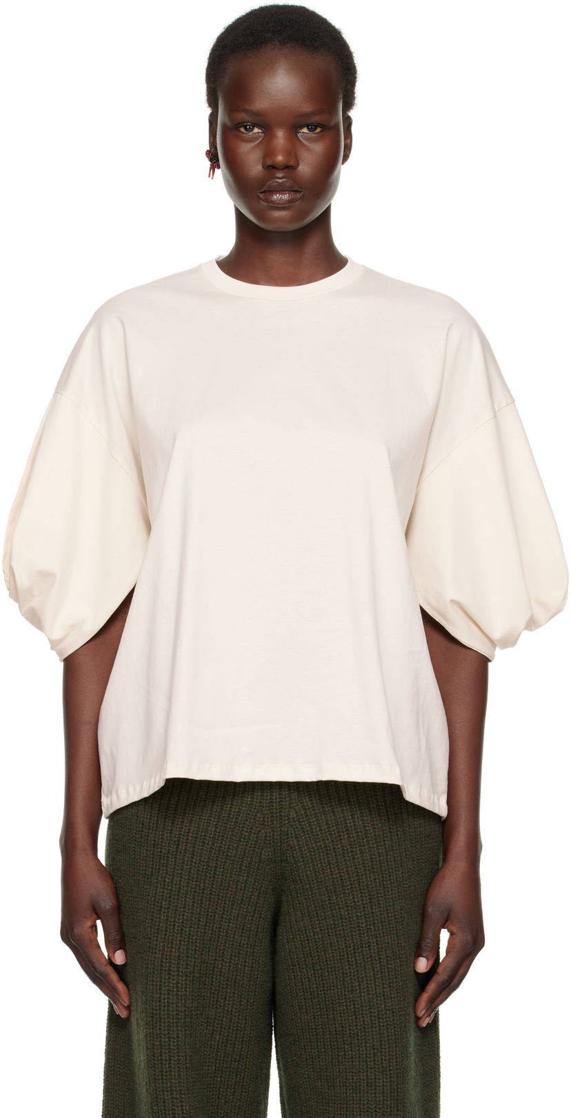 T-paita Baserange Baserange Harbour Puff Sleeve T-Shirt Beige | TOHA-RC-SP25