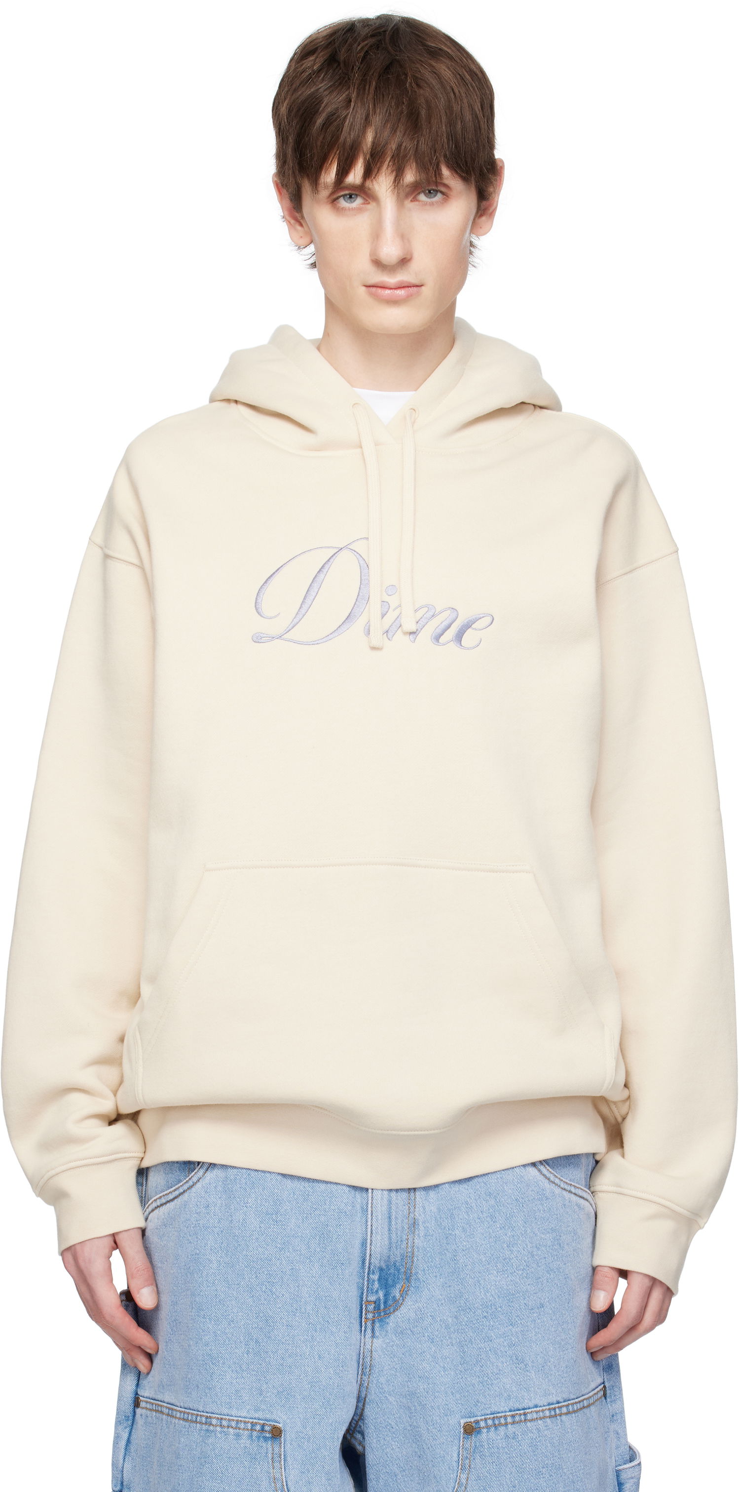 Huppari Dime Dime Cursive Logo Hoodie Beige | DIMESP2544FOG, 0