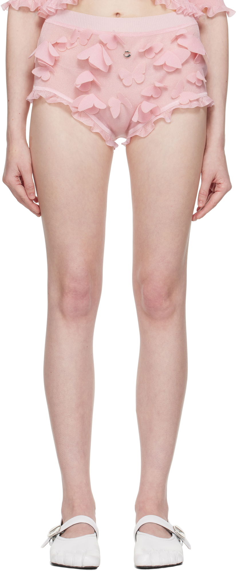 Pikkuhousut Coperni Coperni Knitted Butterfly Appliqué Shorts Vaaleanpunainen | COPML138Y3015