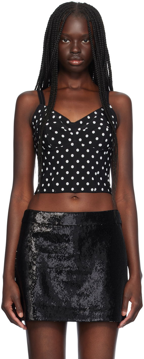 Tankkitoppi Dolce & Gabbana Dolce&Gabbana Polka Dot Marquisette Top Musta | F7AB7T FSUBG