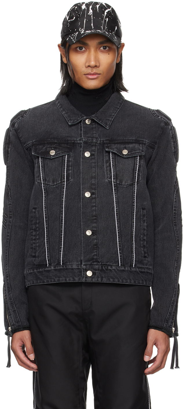 Takki Kanghyuk Lock Stitched Denim Jacket Musta | CO24SSJK04