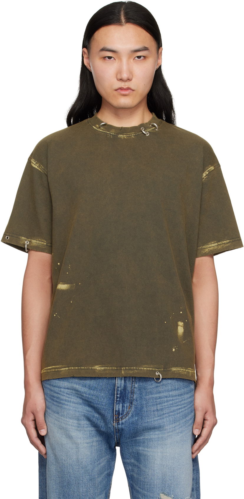 T-paita We11done We11done Pierced T-Shirt Vihreä | WD-TT0-25-770-U-CH