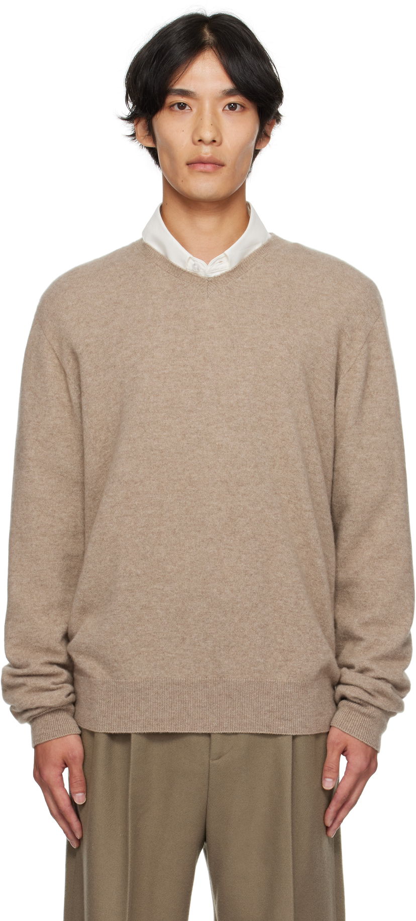 Villapaita The Row The Row Rod V-Neck Sweater Beige | 1014-Y556