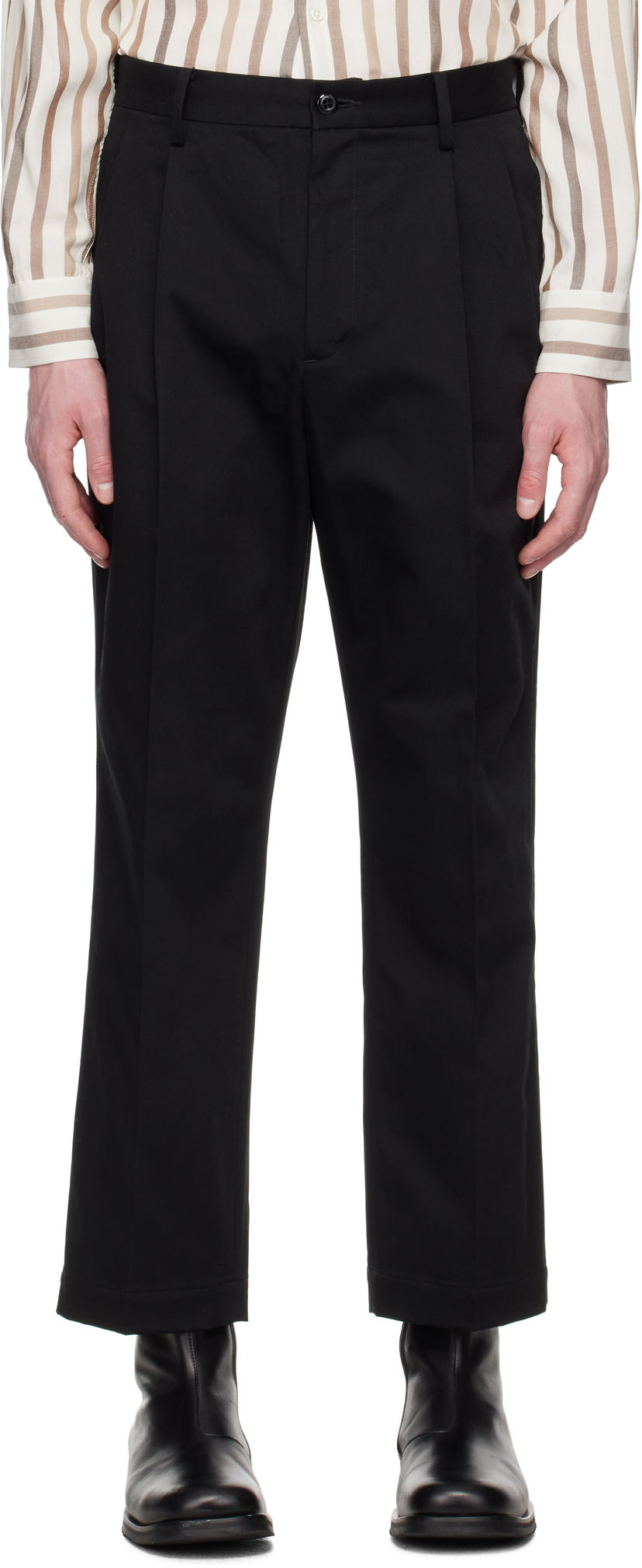 Housut WACKO MARIA WACKO MARIA Double Pleated Chino Trousers Musta | 25SS-WMP-PT13