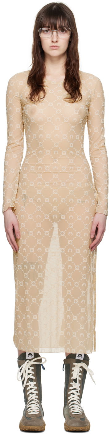 Mekko Marine Serre Moonogram Midi Dress Beige | WDR253