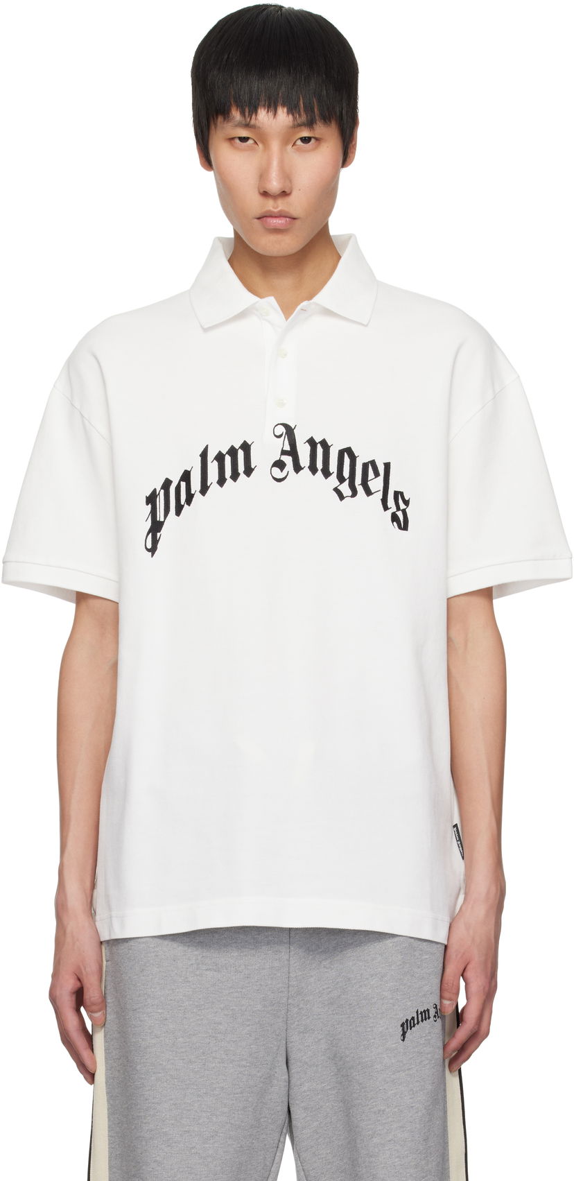 Poolopaita Palm Angels Palm Angels Curved Logo Polo Valkoinen | PMGB012S25FAB0030310