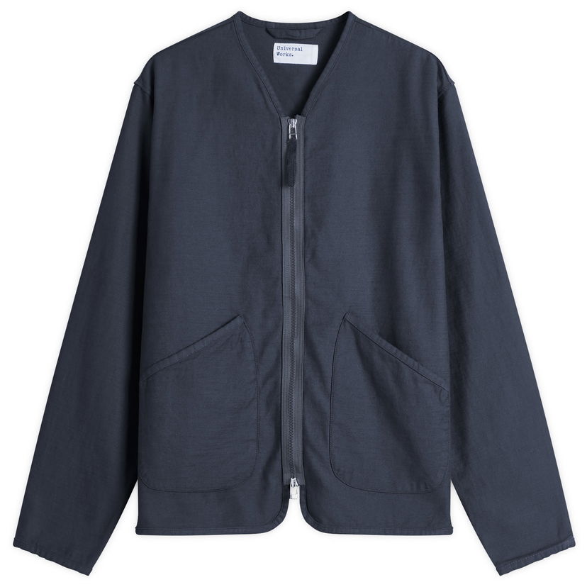 Takki Universal Works Slub Sateen Zip Liner Jacket, Size Large Tummansininen | 32710-NVY