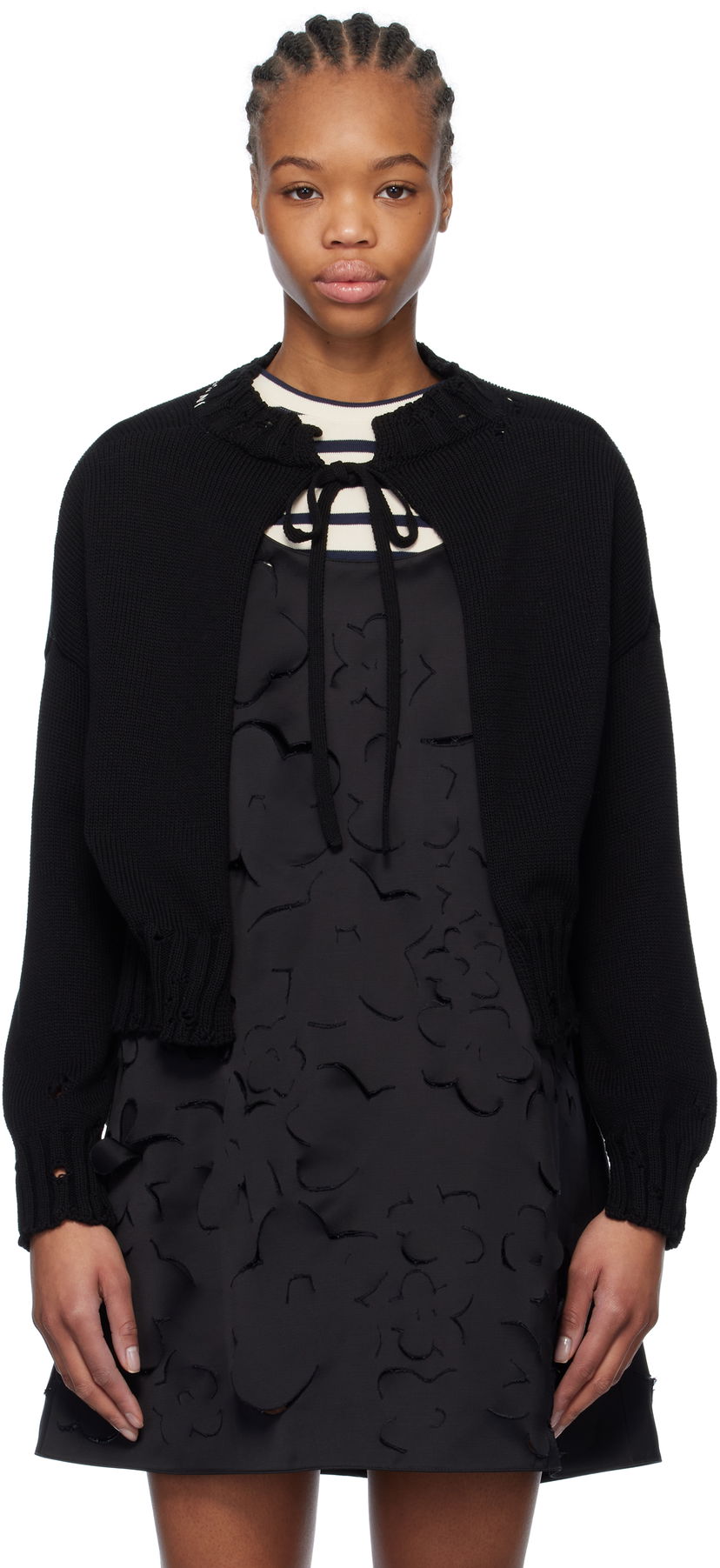 Villapaita Marni Marni Worn Ribs Shrug Sweater Musta | GCMD0579A0 UFC652