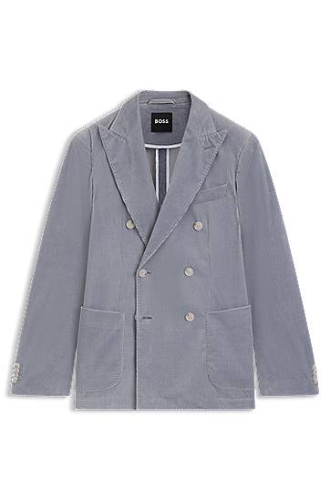 Takki BOSS Slim-fit Stretch-Cotton Corduroy Blazer Harmaa | 50551597