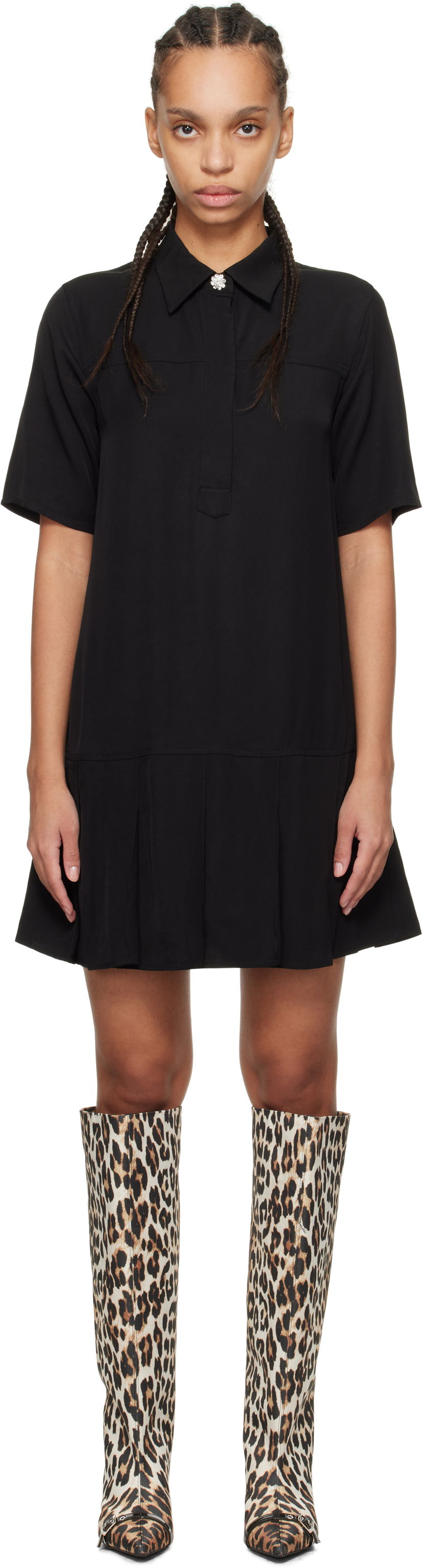 Mekko GANNI GANNI Viscose Twill Mini Dress Musta | W0083
