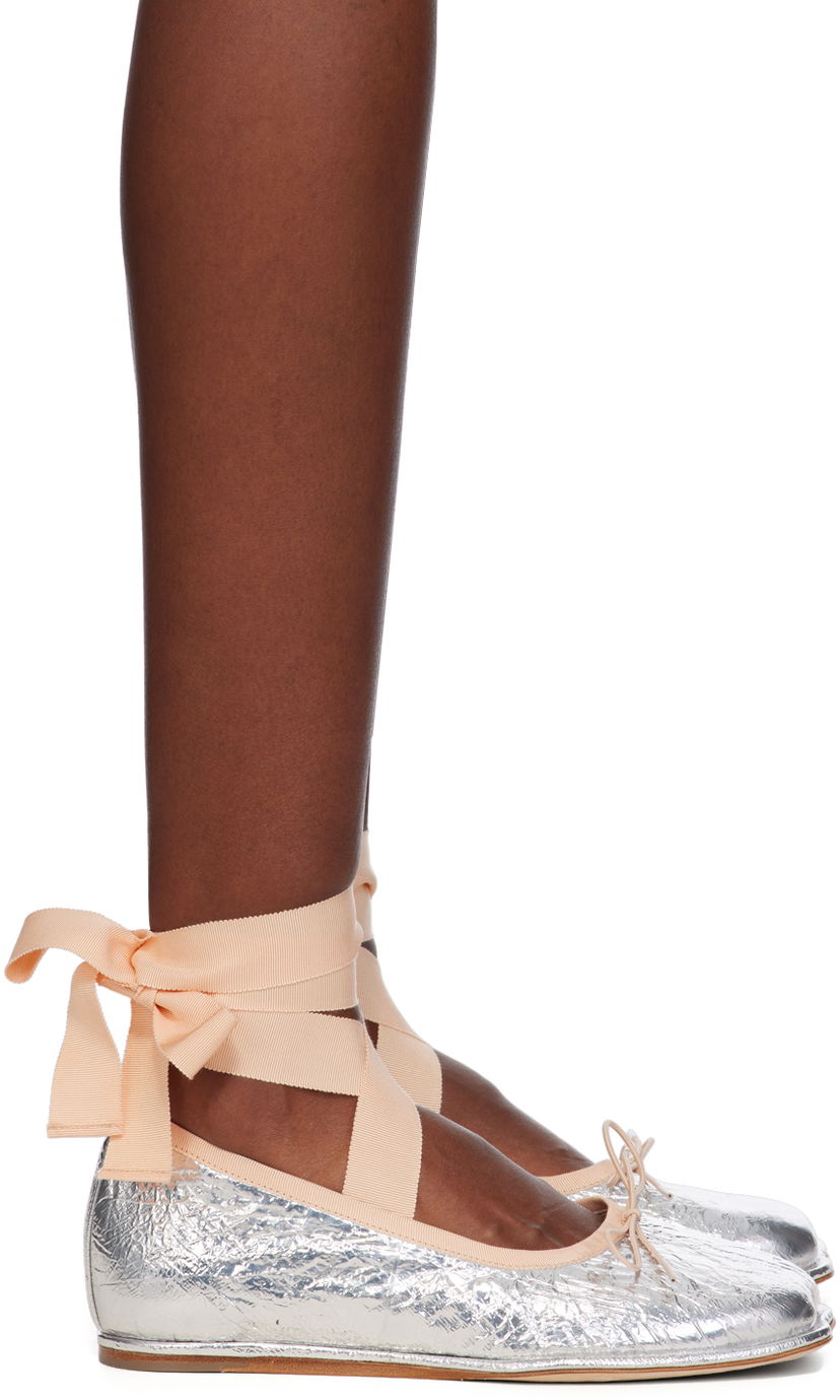 Kengänhoito Simone Rocha Simone Rocha Ribbon Bow Ballerina Flats Metallinen | RMP17 0781