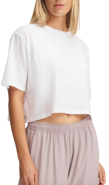 Crop top Under Armour Under Armour Rival Short Sleeve Crop Top Valkoinen | 1389721-100, 0