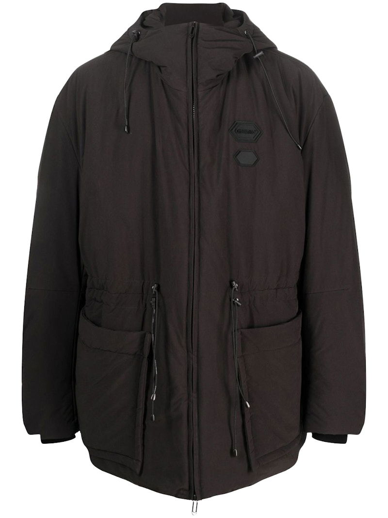 Puffer takki Off-White Logo-Patch Padded Jacket Black Musta | OMED056F22FAB0011000