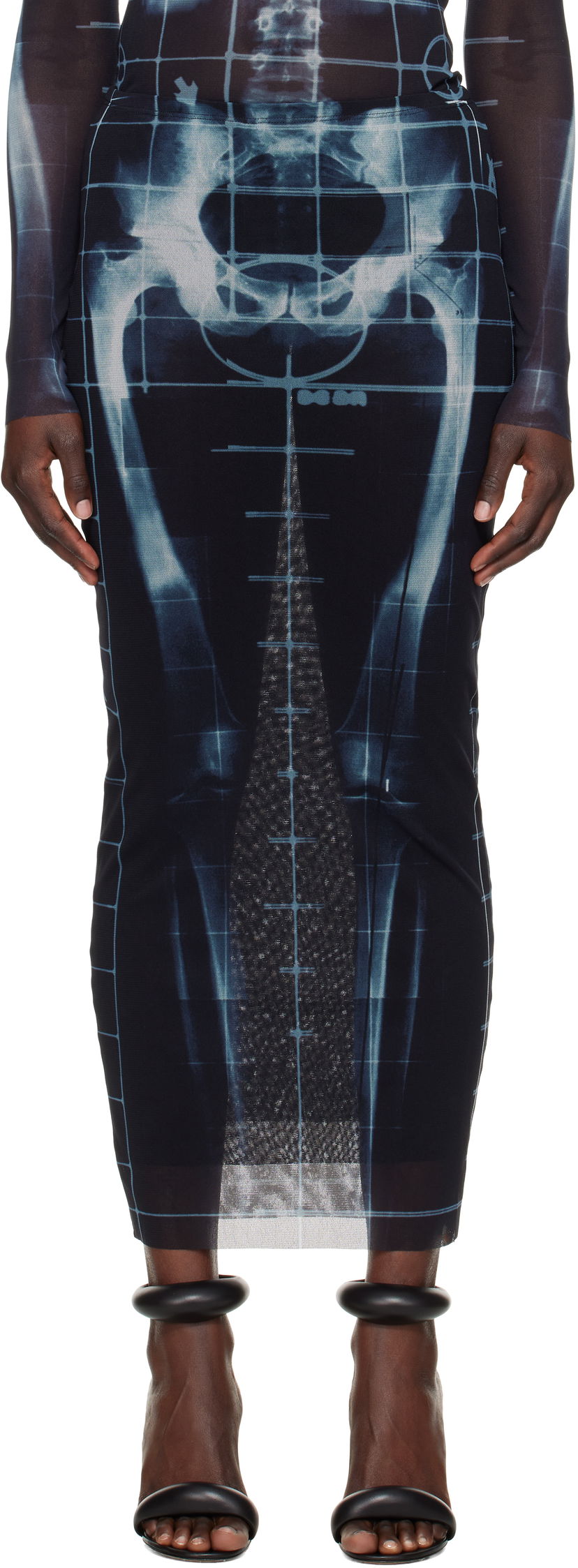 Mekko Jean Paul Gaultier Jean Paul Gaultier 'The Squeletor' Maxi Skirt Musta | 25/33-F-JU144-T580-005956