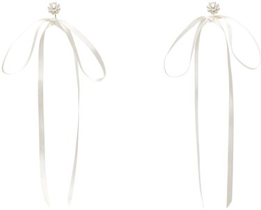 Korvakorut Simone Rocha Simone Rocha Bow Ribbon Stud Earrings Valkoinen | ERG389 0904, 0