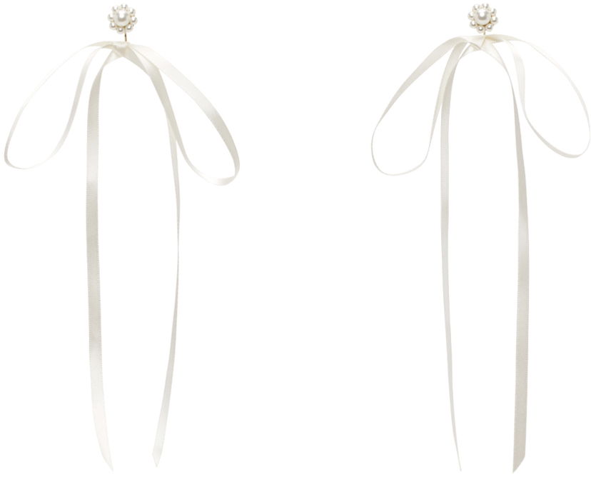 Korvakorut Simone Rocha Simone Rocha Bow Ribbon Stud Earrings Valkoinen | ERG389 0904