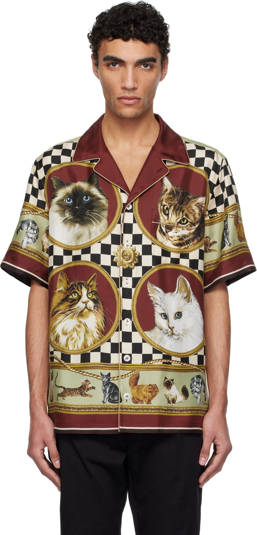 Paita Dolce & Gabbana Dolce&Gabbana Silk Cat Print Shirt Monivärinen | G5LH3THI1VV