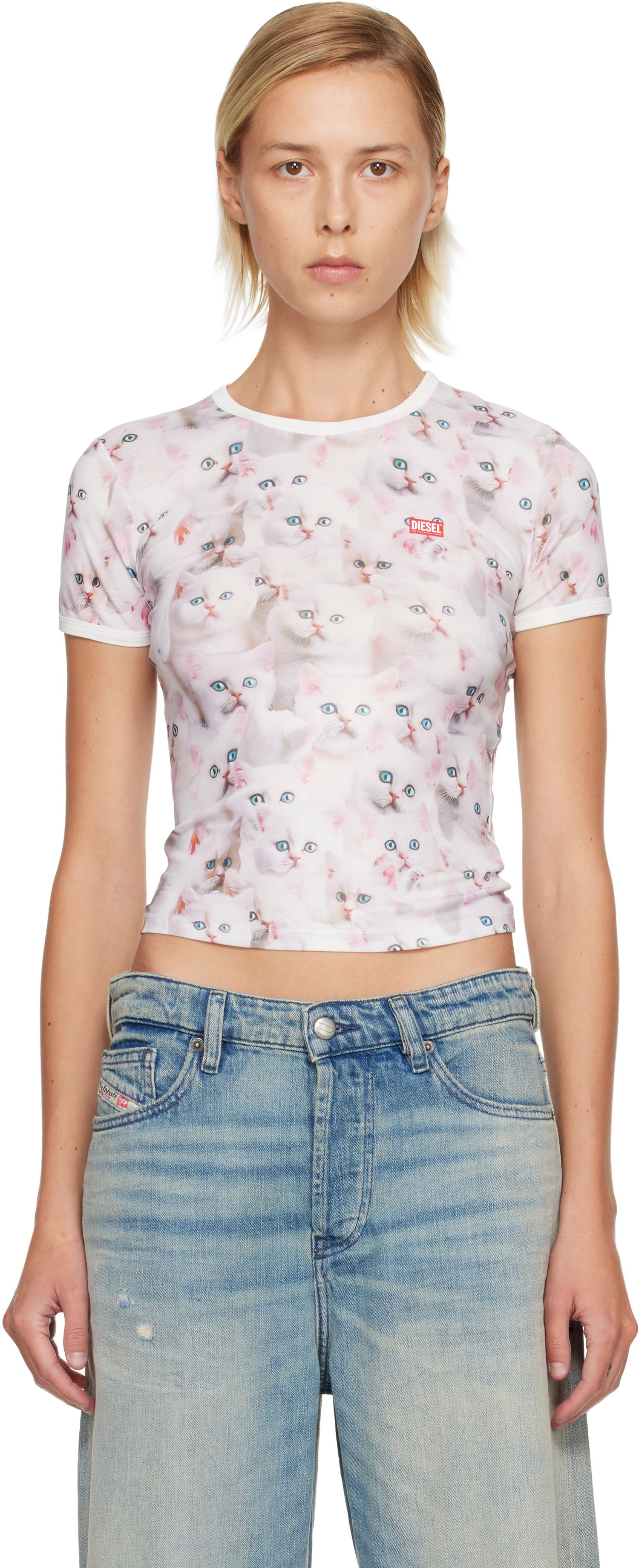 Crop top Diesel Cropped Cat Print T-Unclau T-shirt Monivärinen | A18555 0JLCC, 0