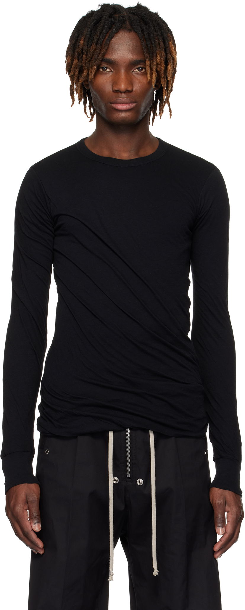 T-paita Rick Owens Rick Owens Hollywood Double Long Sleeve T-Shirt Musta | RU01E5257 UC