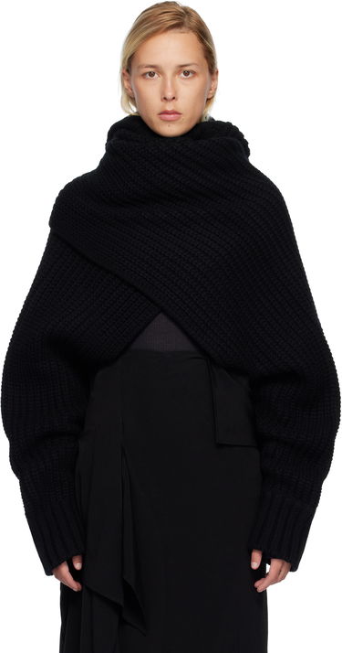 Villapaita sacai Oversized Wool Knit Crossover Turtleneck Musta | 25-08201, 0