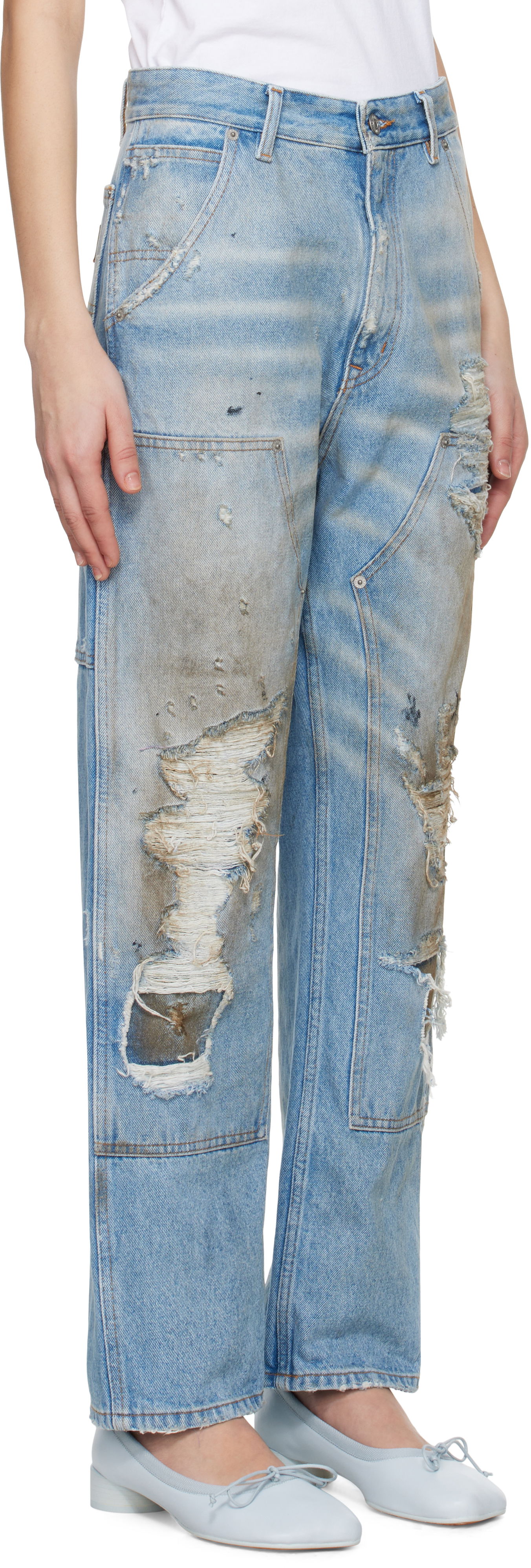 Jeans Maison Margiela MM6 Maison Margiela 5-Pocket Distressed Jeans Sininen | S62LB0183 M30018, 1