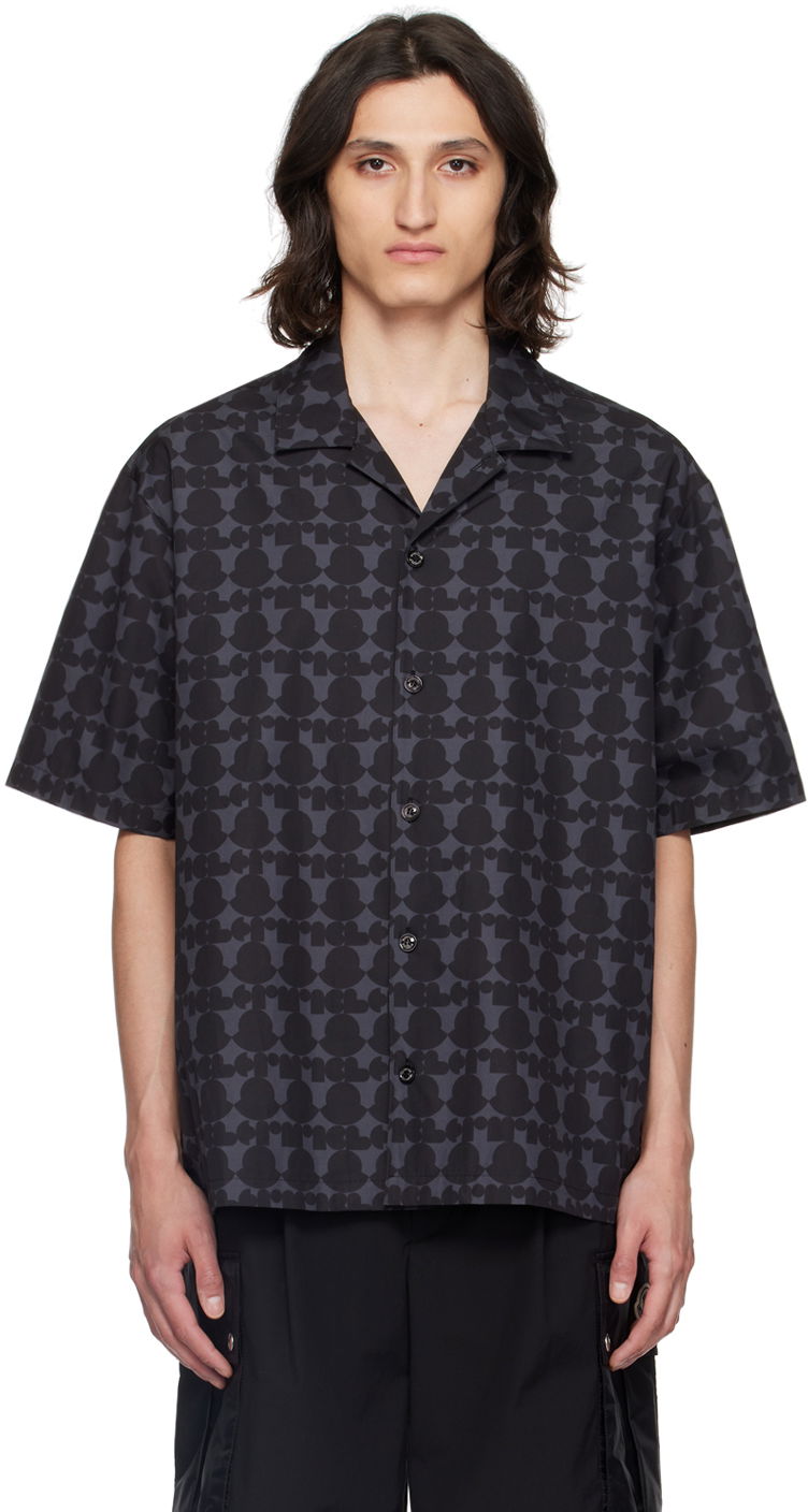 Paita Moncler Gray & Black Print Shirt Musta | J10912F00007597KV