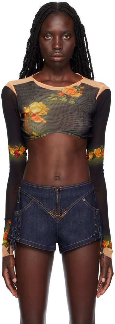 Crop top Jean Paul Gaultier Jean Paul Gaultier 'The Fleurs Petit Grand' Long Sleeve Crop Top Monivärinen | 23/12-F-TO080-T525-6800, 0