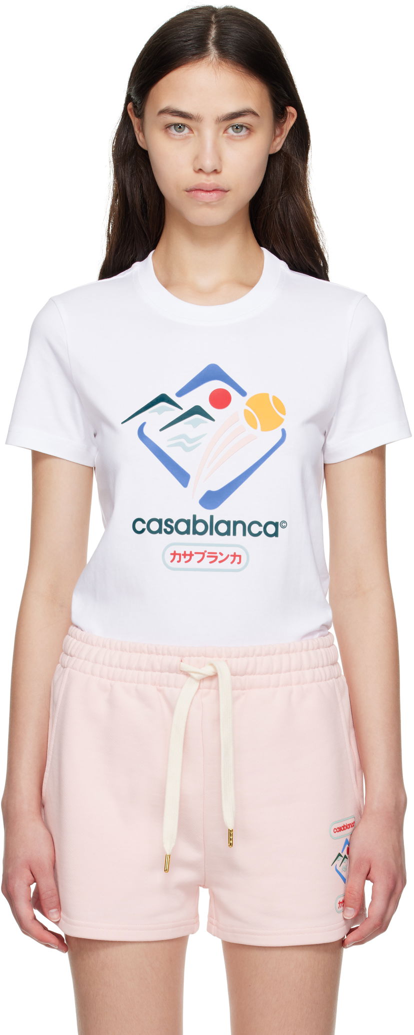 T-paita Casablanca Casablanca Montagne Sportif T-Shirt Valkoinen | WPF25-JTS-020-01