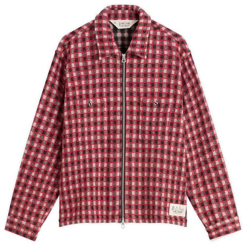 Paita Brain Dead Brain Dead Check Mate Flannel Zip Shirt, Size Large Punainen | BDF25T160047-BML