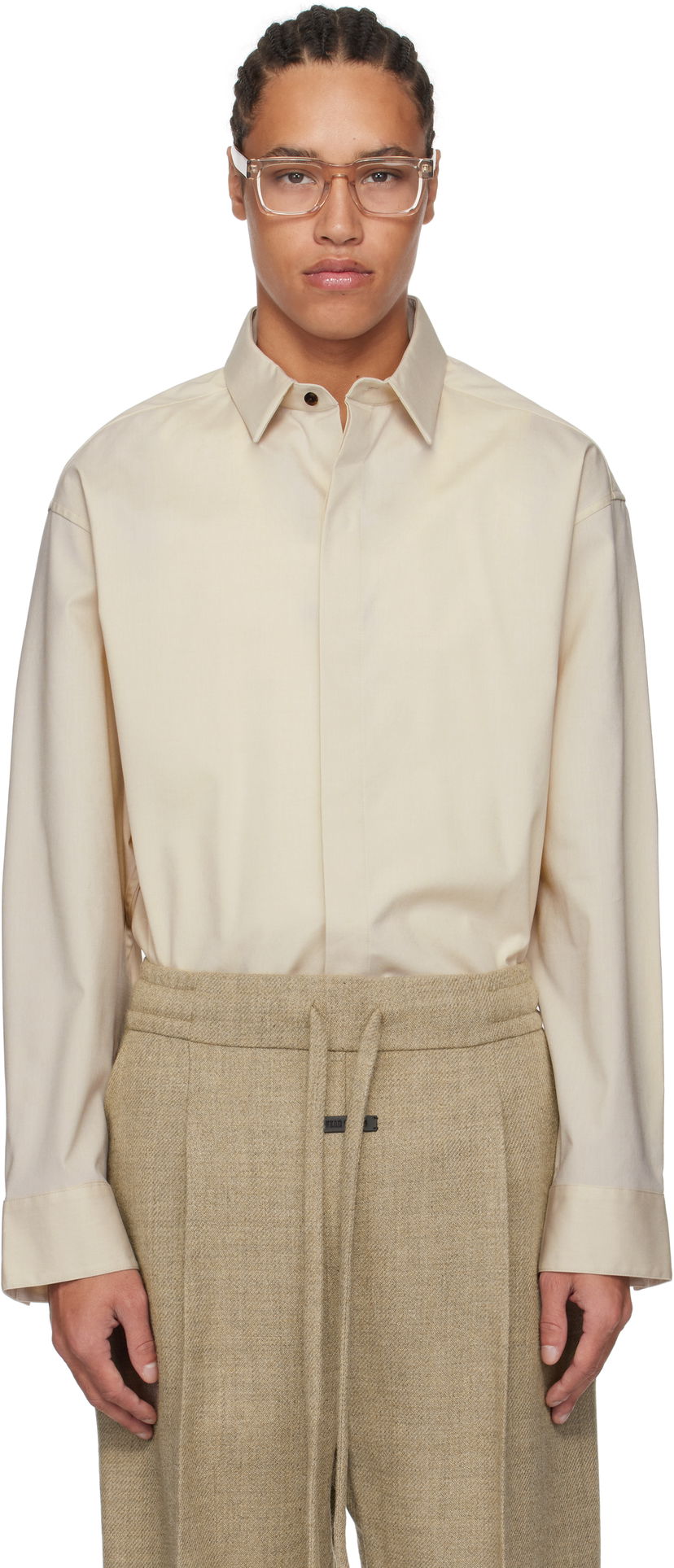Paita Fear of God Fear of God Oxford Button Up Shirt Beige | FGE250-501OXF